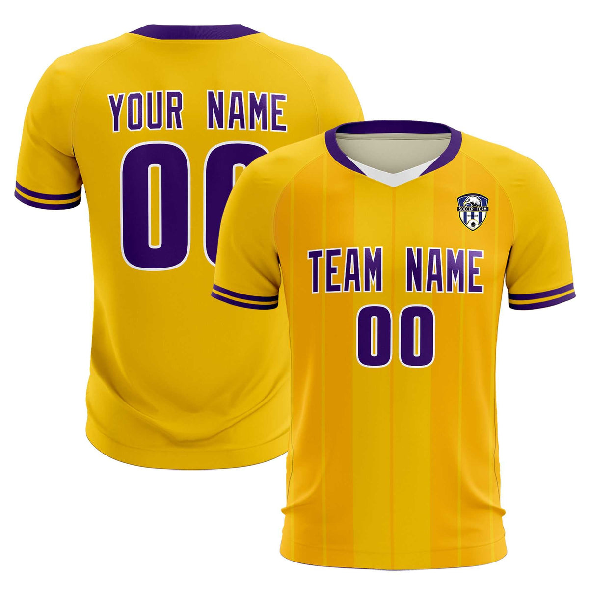 Custom Gold Classic Striped Personalized Soccer Tops/Sets Jersey