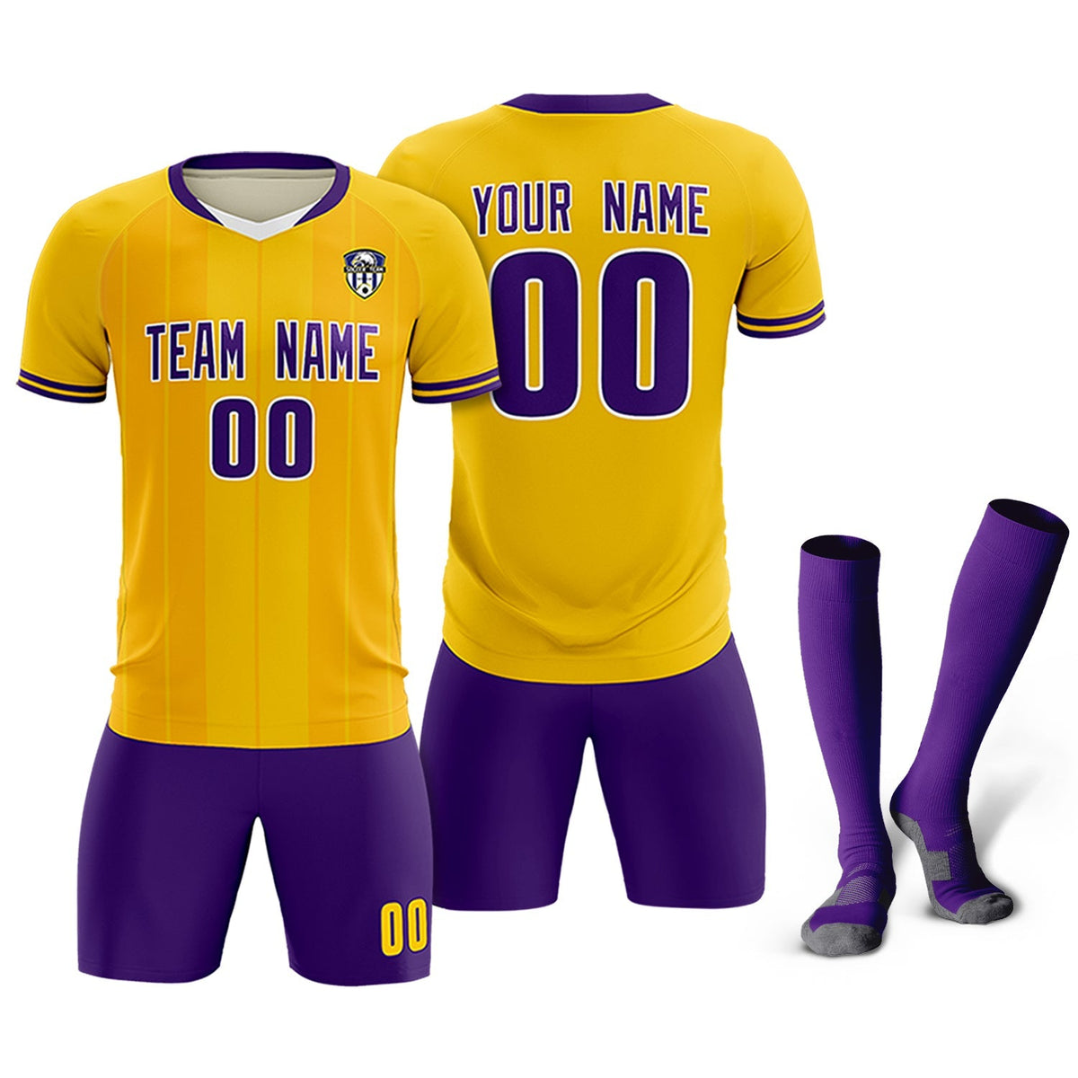 Custom Gold Classic Striped Personalized Soccer Tops/Sets Jersey