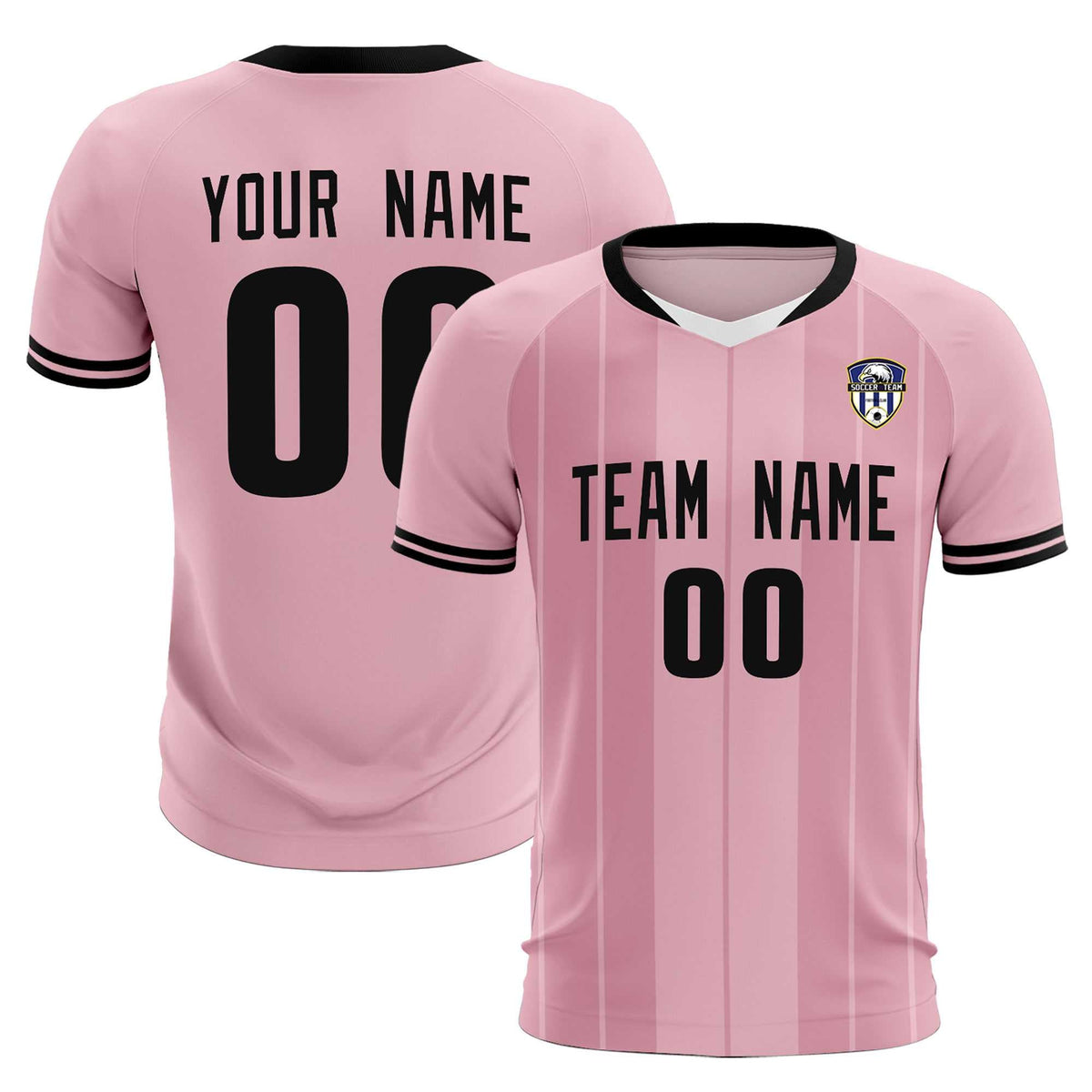 Custom Light Pink Classic Striped Personalized Soccer Tops/Sets Jersey