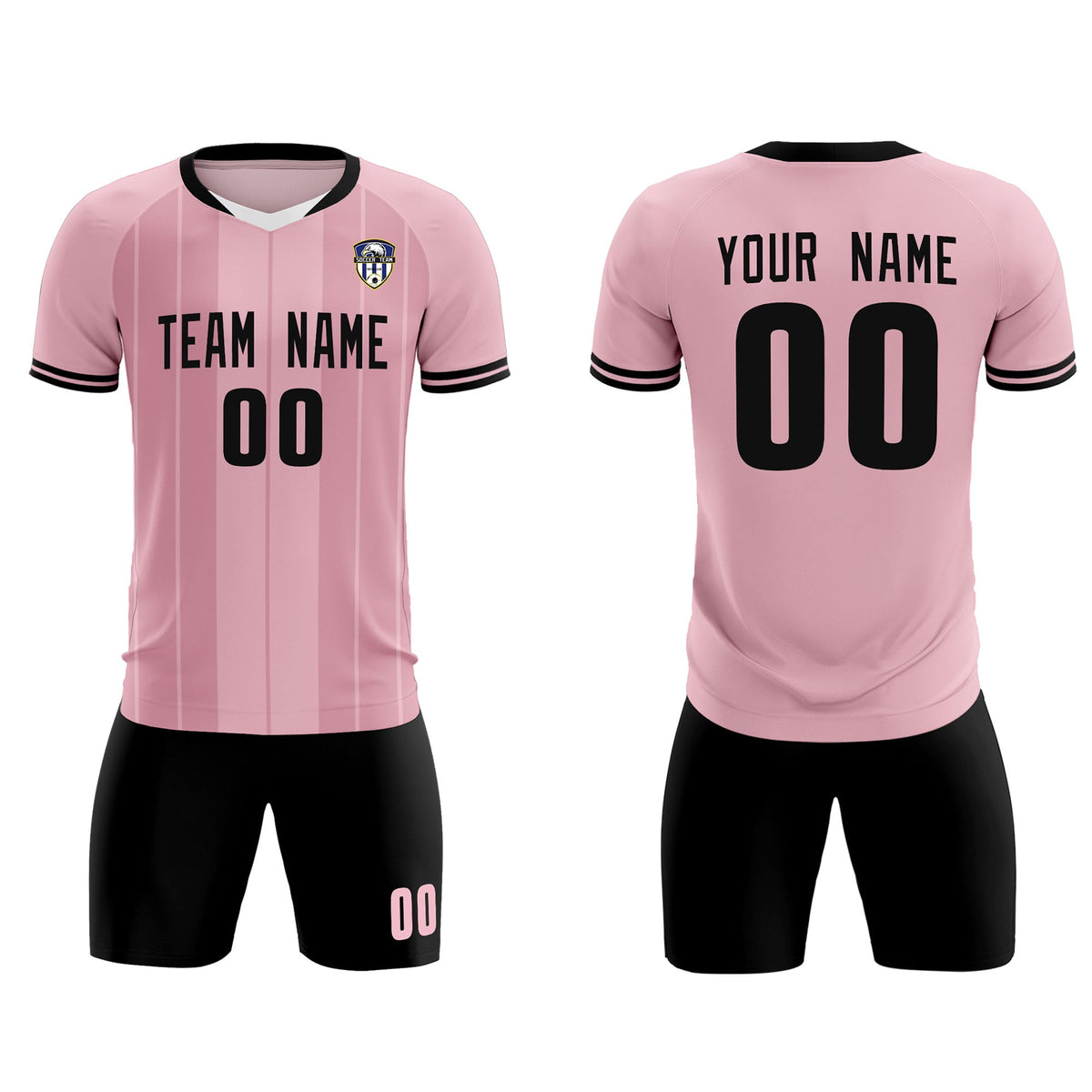Custom Light Pink Classic Striped Personalized Soccer Tops/Sets Jersey