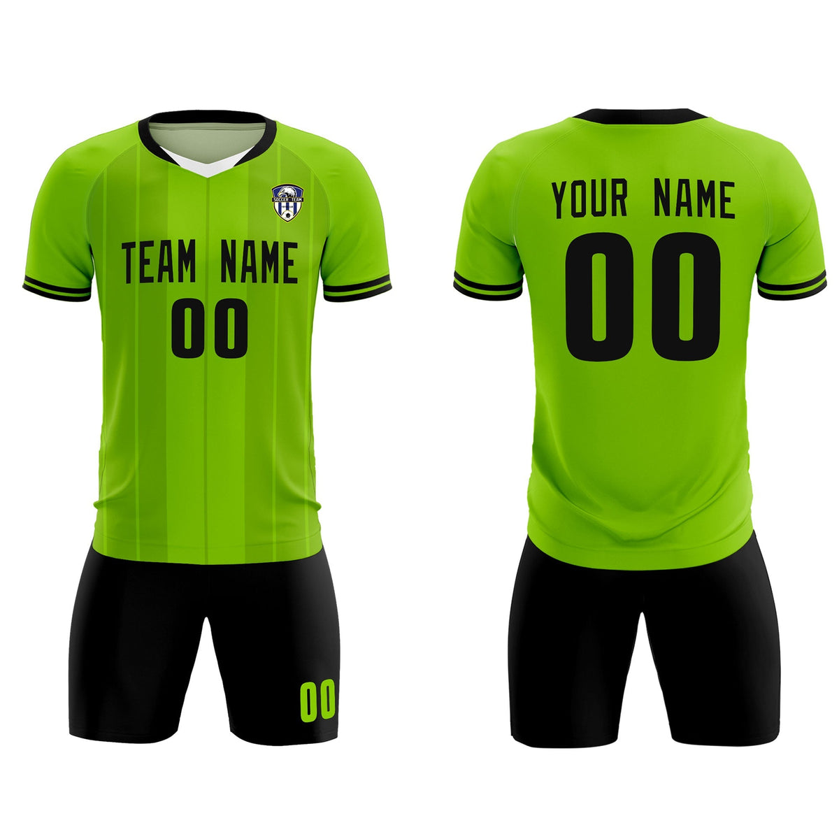 Custom Neon Green Classic Striped Personalized Soccer Tops/Sets Jersey