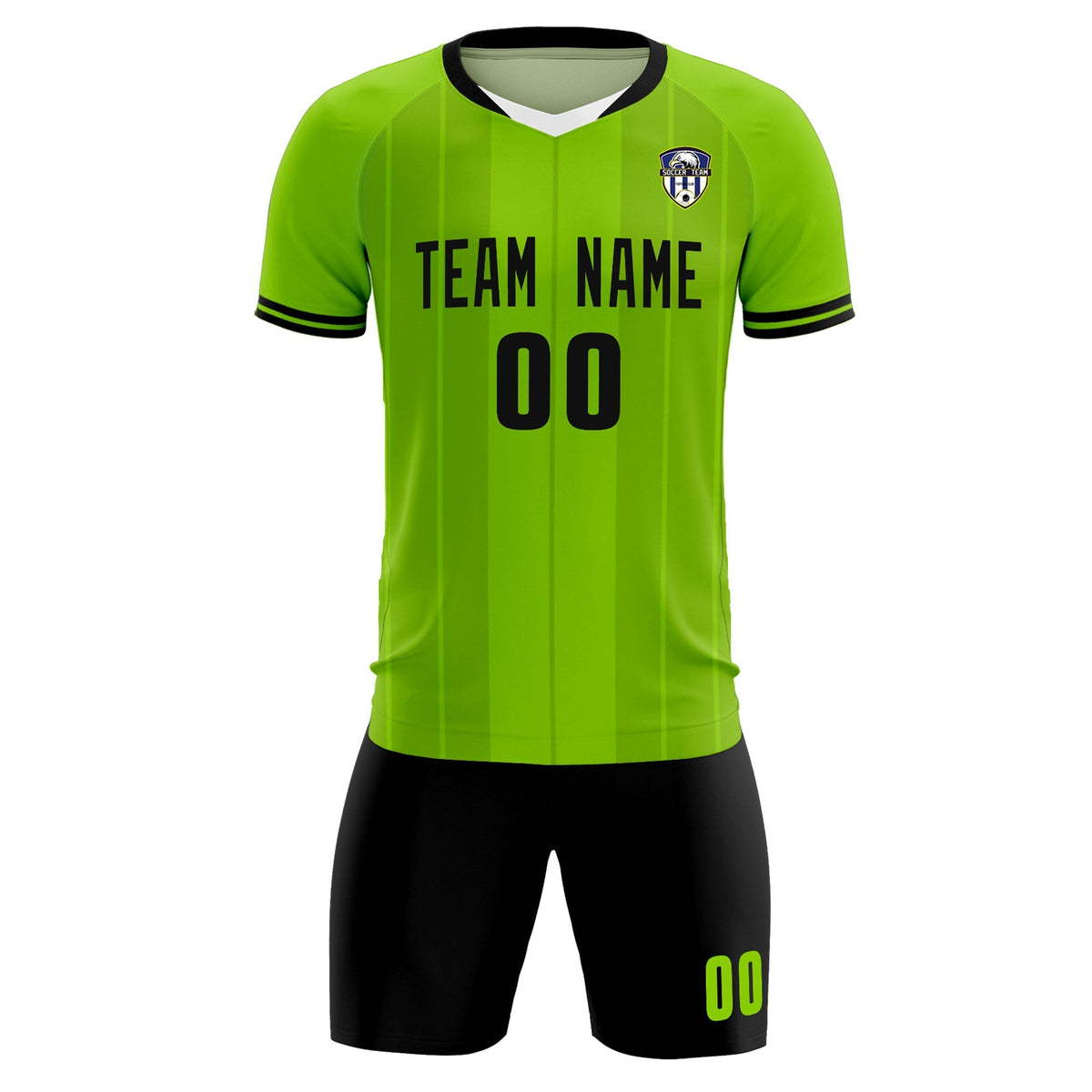 Custom Neon Green Classic Striped Personalized Soccer Tops/Sets Jersey