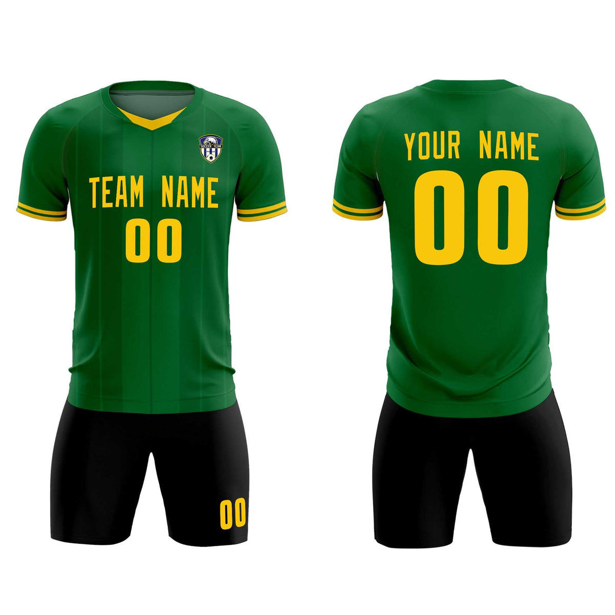 Custom Kelly Green Classic Striped Personalized Soccer Tops/Sets Jersey