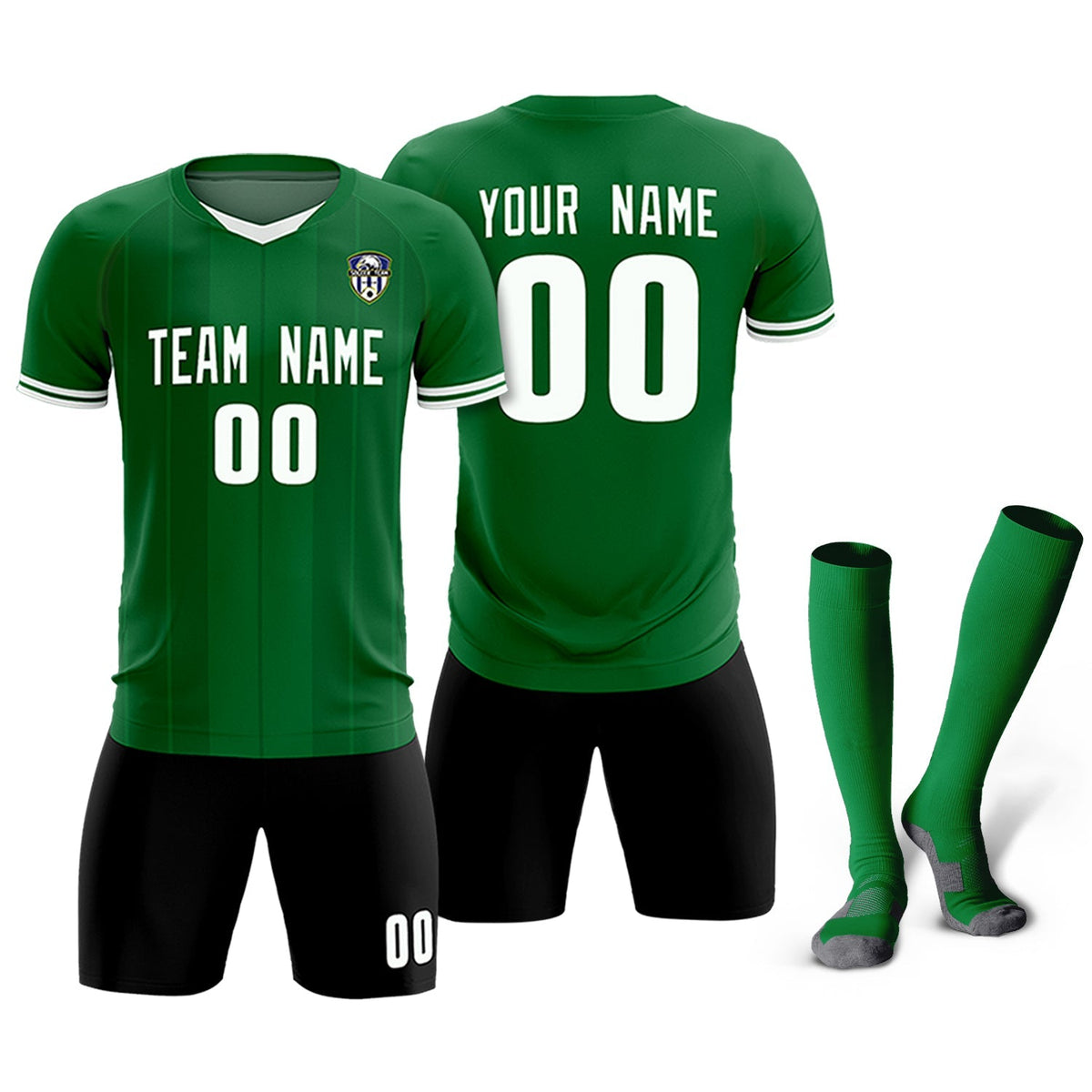Custom Kelly Green Classic Striped Personalized Soccer Tops/Sets Jersey