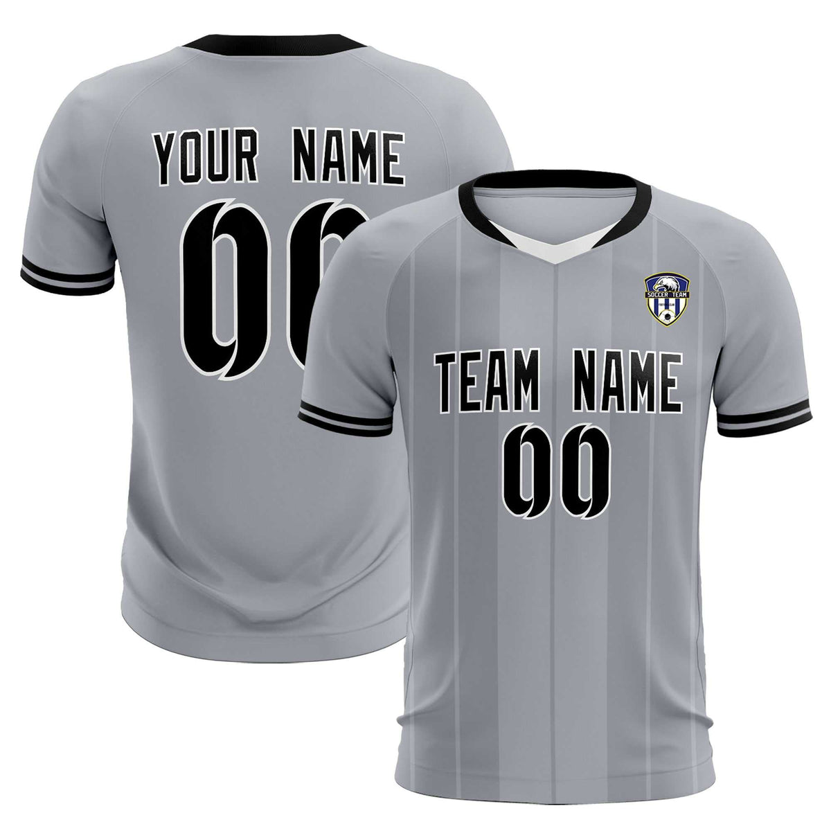 Custom Gray Classic Striped Personalized Soccer Tops/Sets Jersey