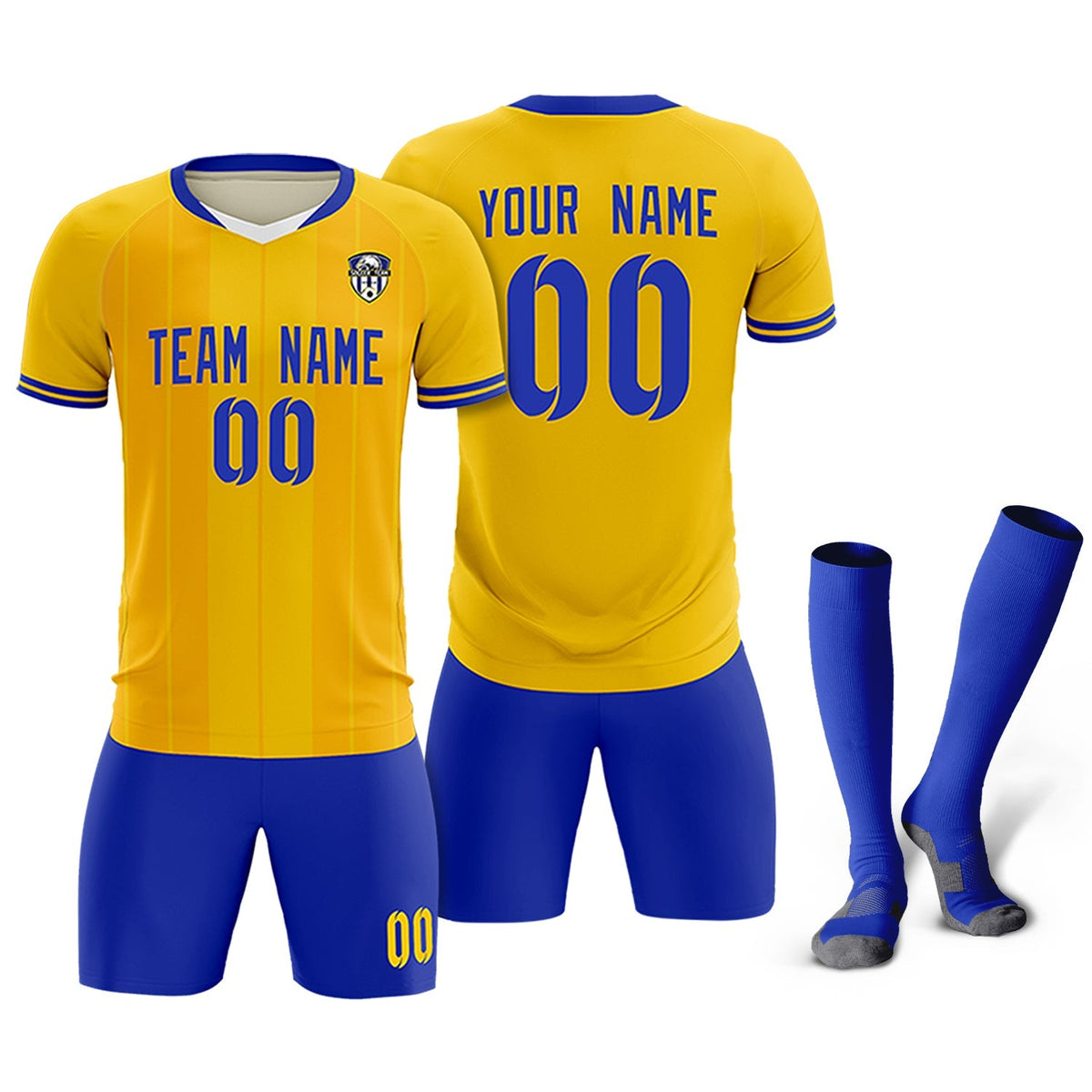Custom Gold Classic Striped Personalized Soccer Tops/Sets Jersey