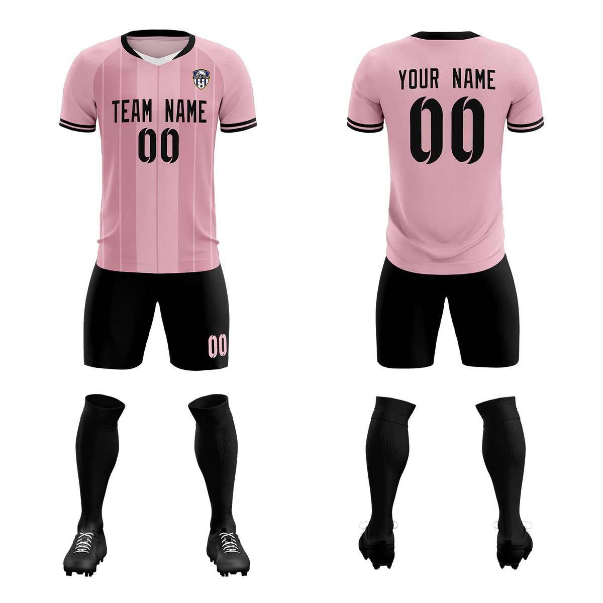 Custom Light Pink Classic Striped Personalized Soccer Tops/Sets Jersey