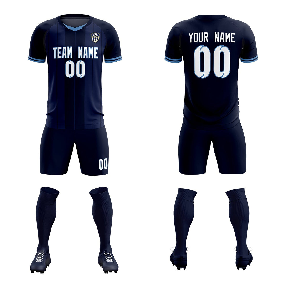 Custom Navy Classic Striped Personalized Soccer Tops/Sets Jersey