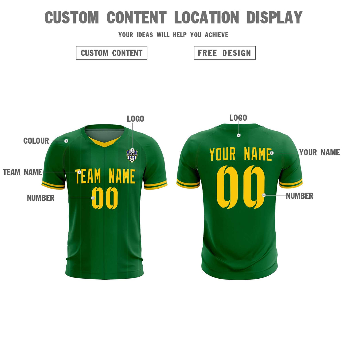 Custom Kelly Green Classic Striped Personalized Soccer Tops/Sets Jersey