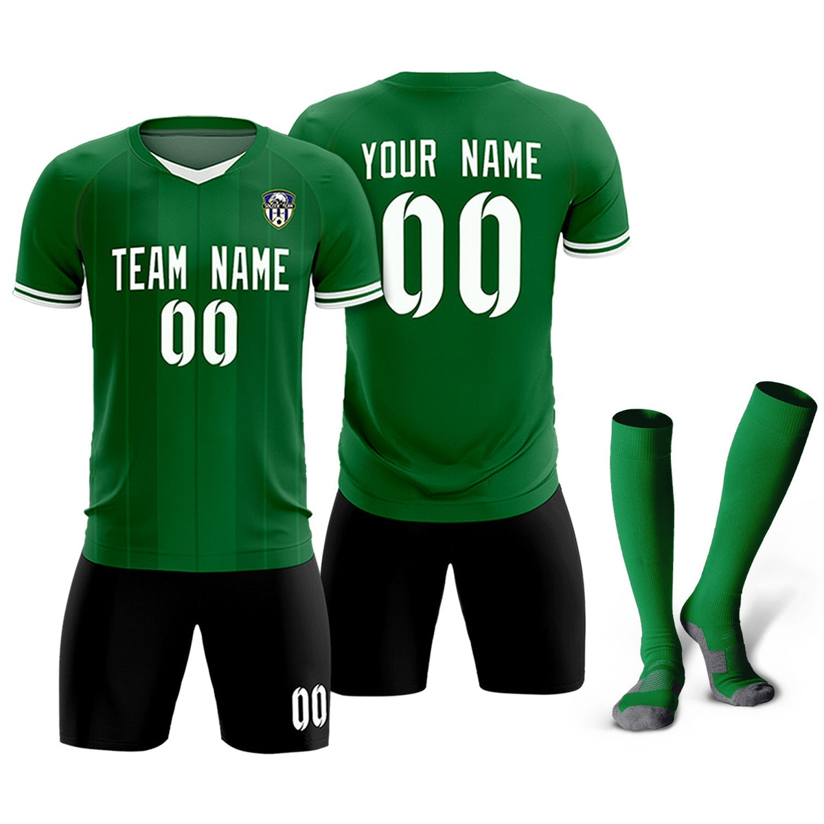 Custom Kelly Green Classic Striped Personalized Soccer Tops/Sets Jersey