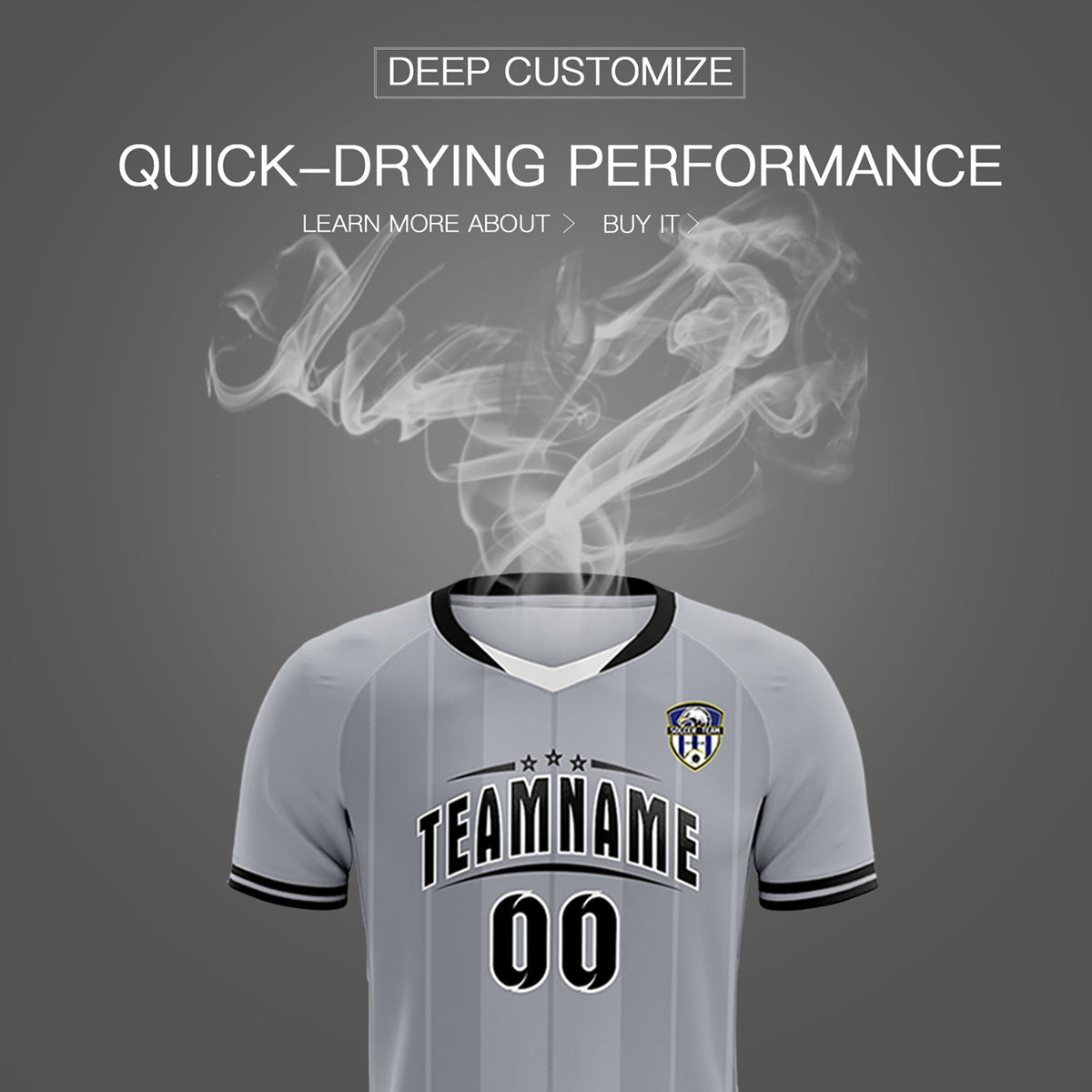 Custom Gray Classic Striped Personalized Soccer Tops/Sets Jersey