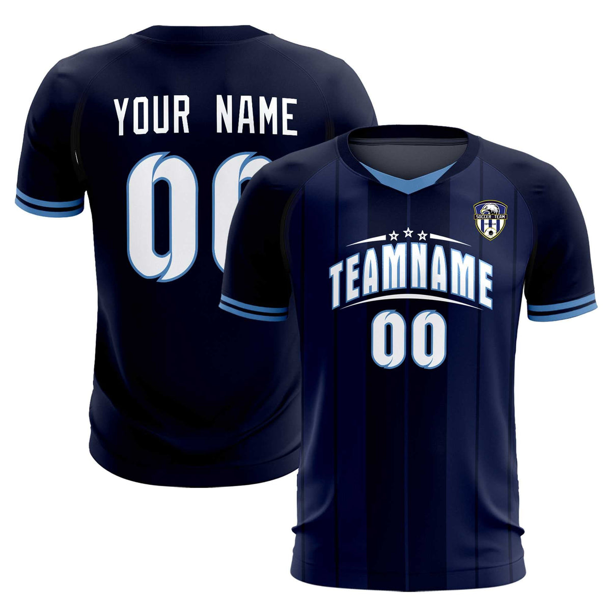 Custom Navy Classic Striped Personalized Soccer Tops/Sets Jersey