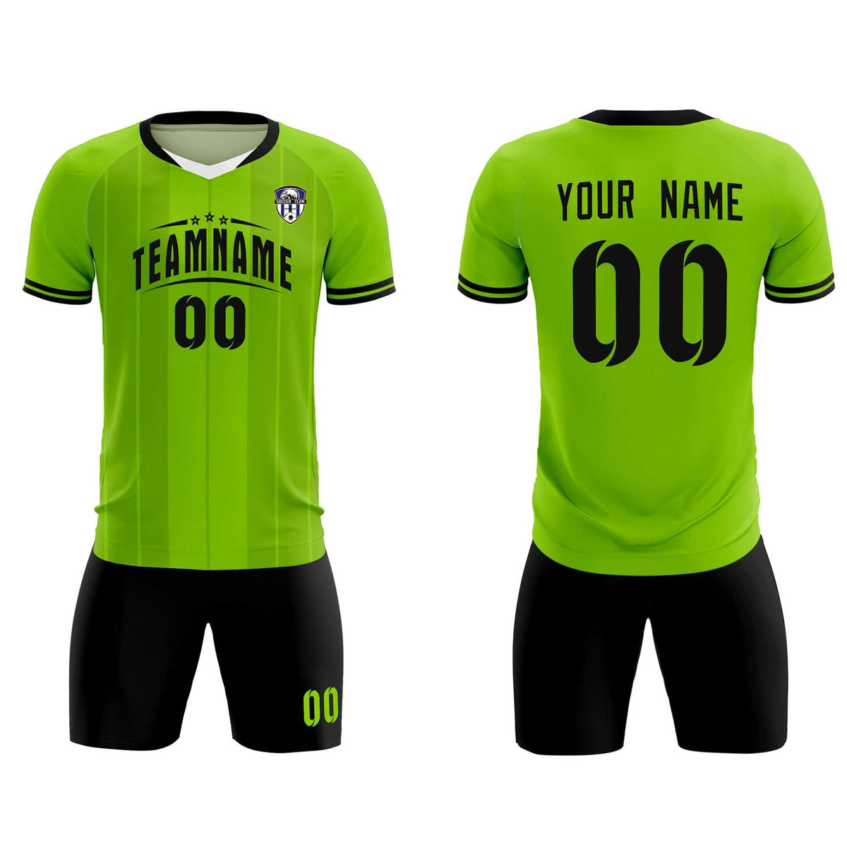 Custom Neon Green Classic Striped Personalized Soccer Tops/Sets Jersey