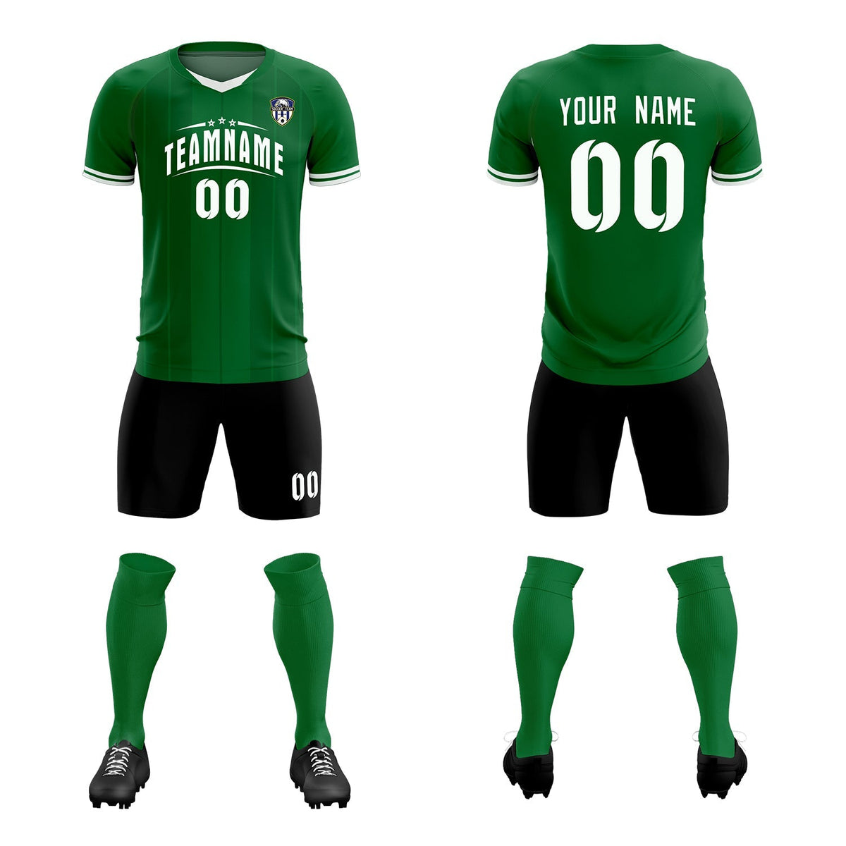 Custom Kelly Green Classic Striped Personalized Soccer Tops/Sets Jersey
