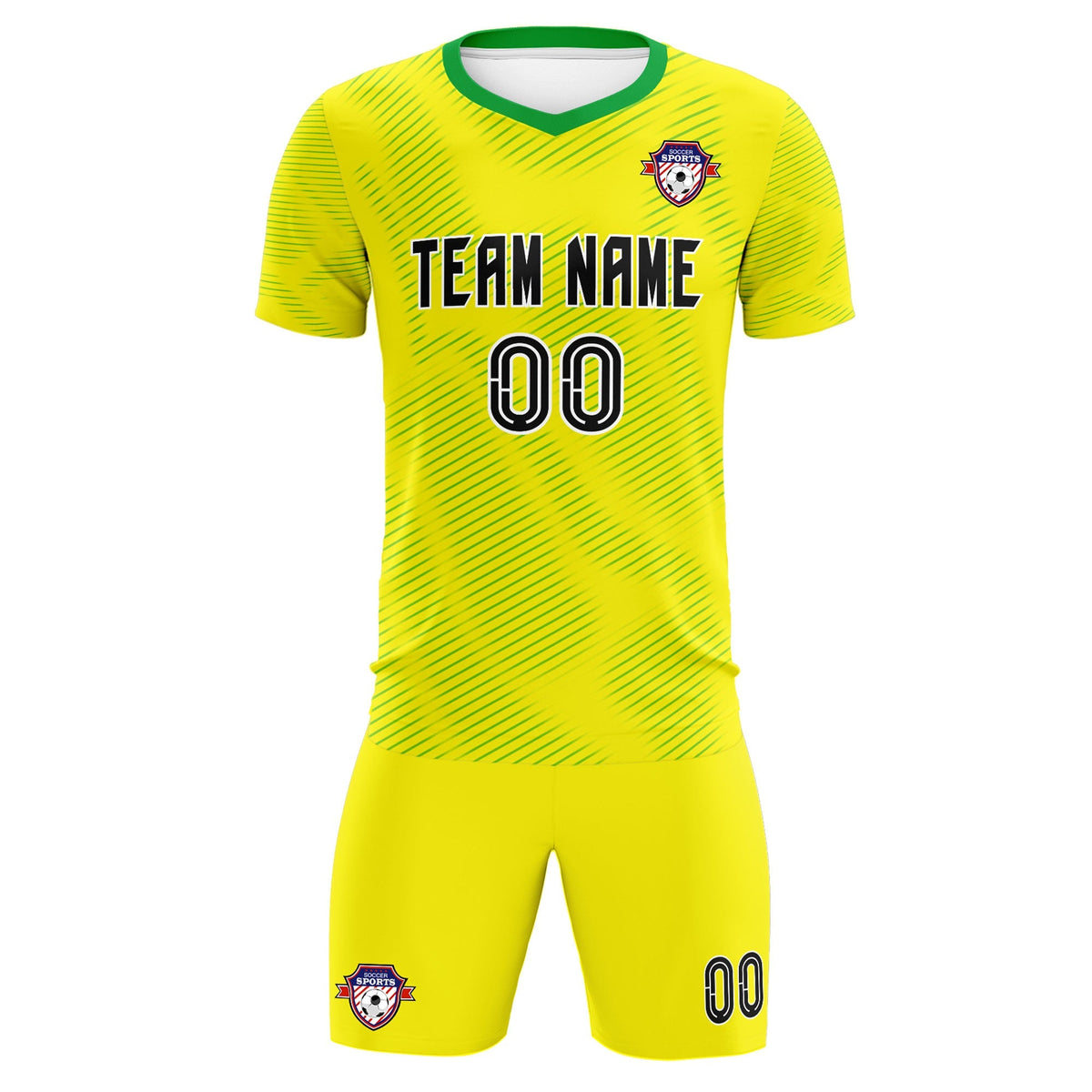 Custom Gold Kelly Green Training Uniform For Men Soccer Sets Jersey