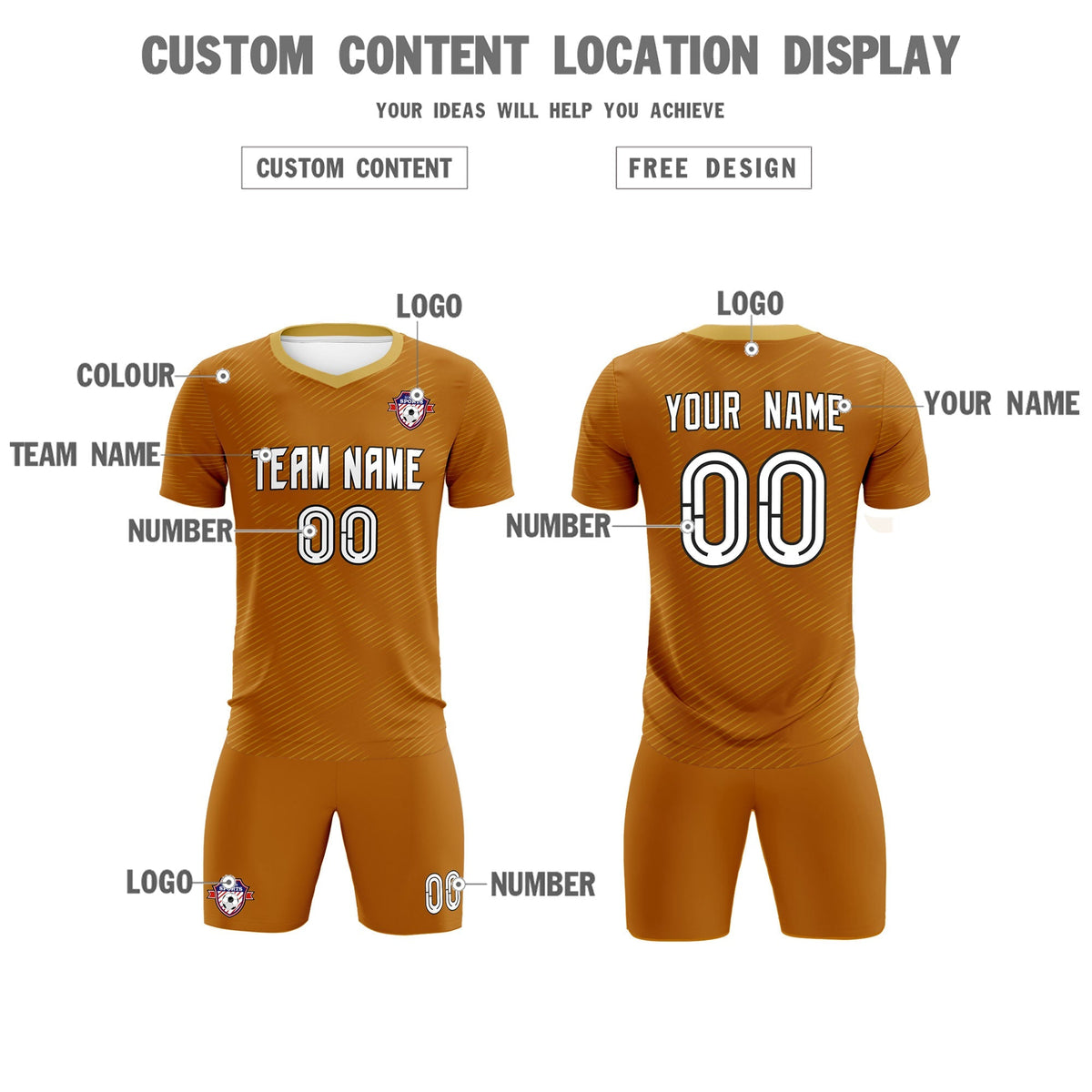 Custom Light Brown Khaki Training Uniform For Men Soccer Sets Jersey