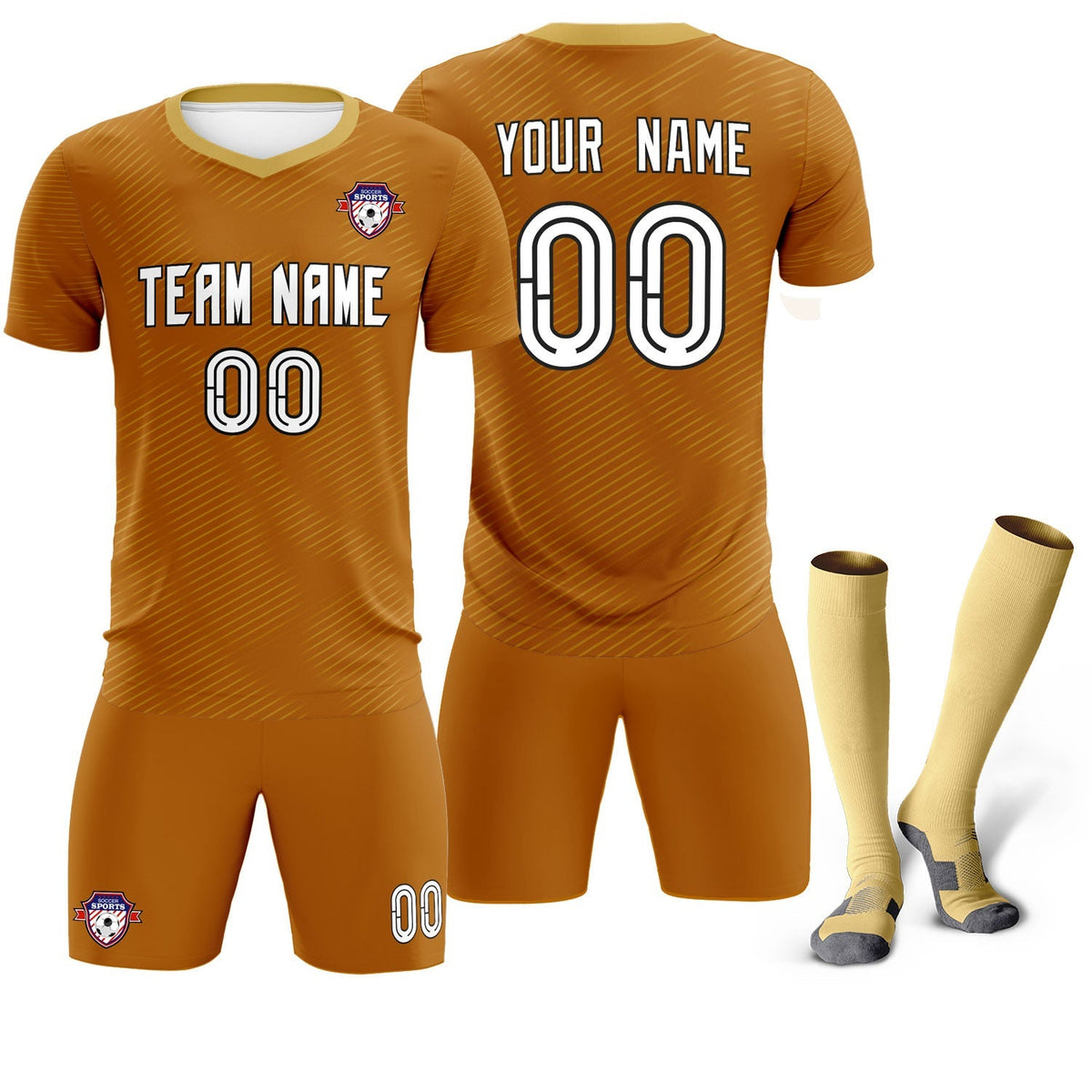 Custom Light Brown Khaki Training Uniform For Men Soccer Sets Jersey
