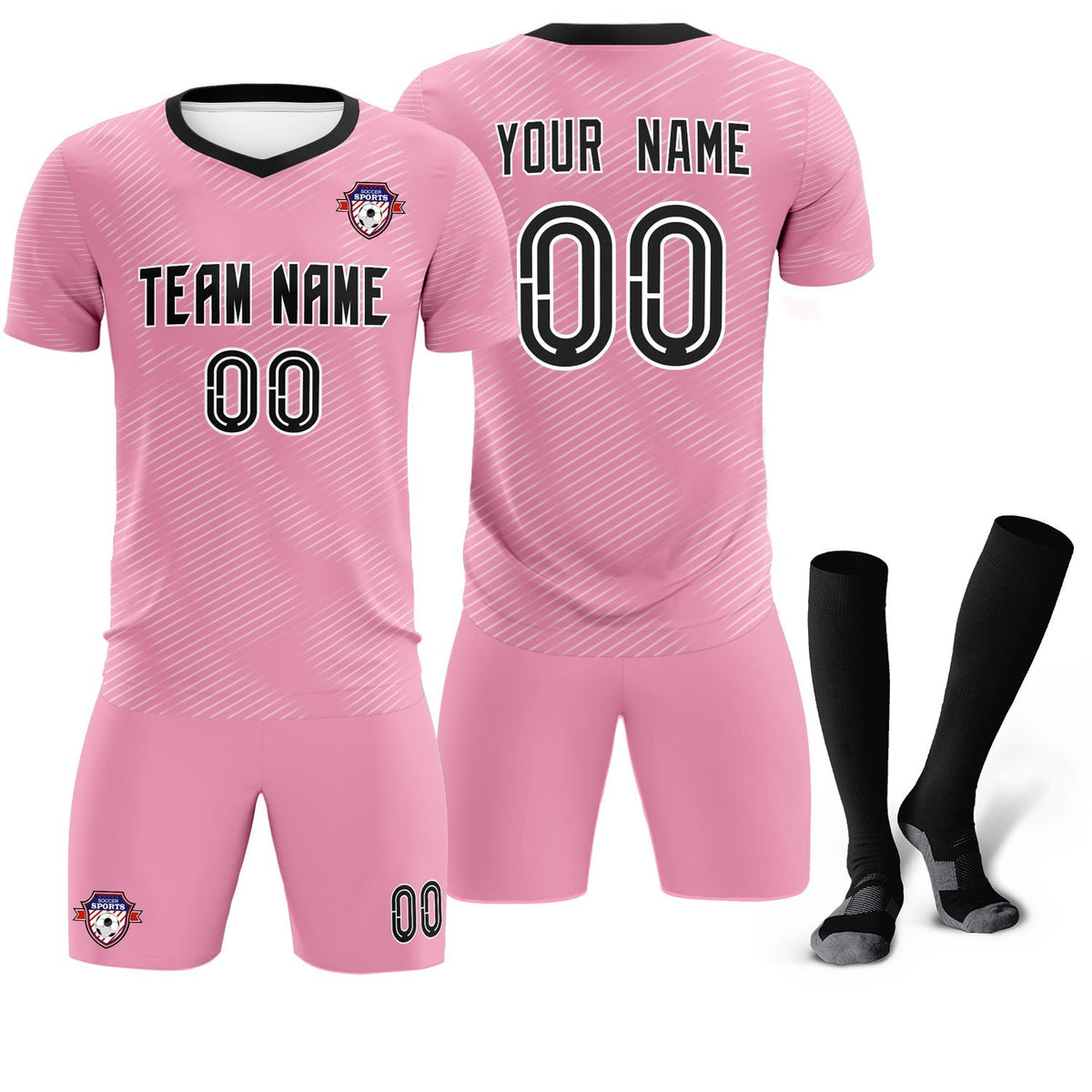 Custom Light Pink White Training Uniform For Men Soccer Sets Jersey