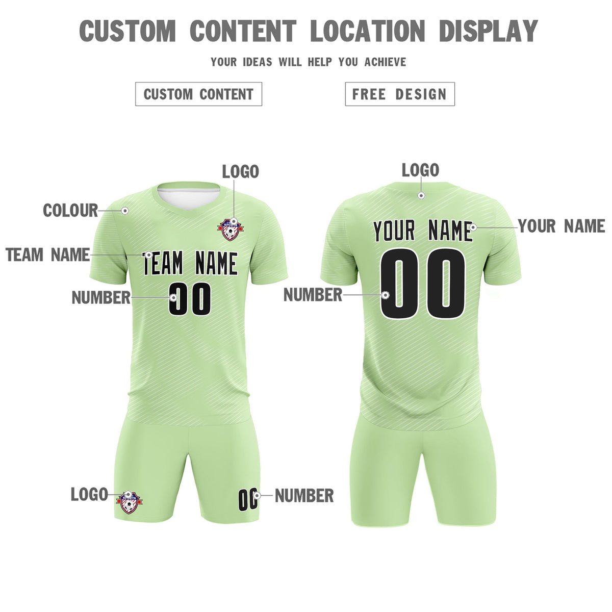 Custom Green White Training Uniform For Men Soccer Sets Jersey