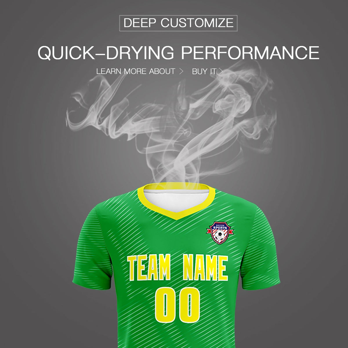 Custom Kelly Green Gold Training Uniform For Men Soccer Sets Jersey