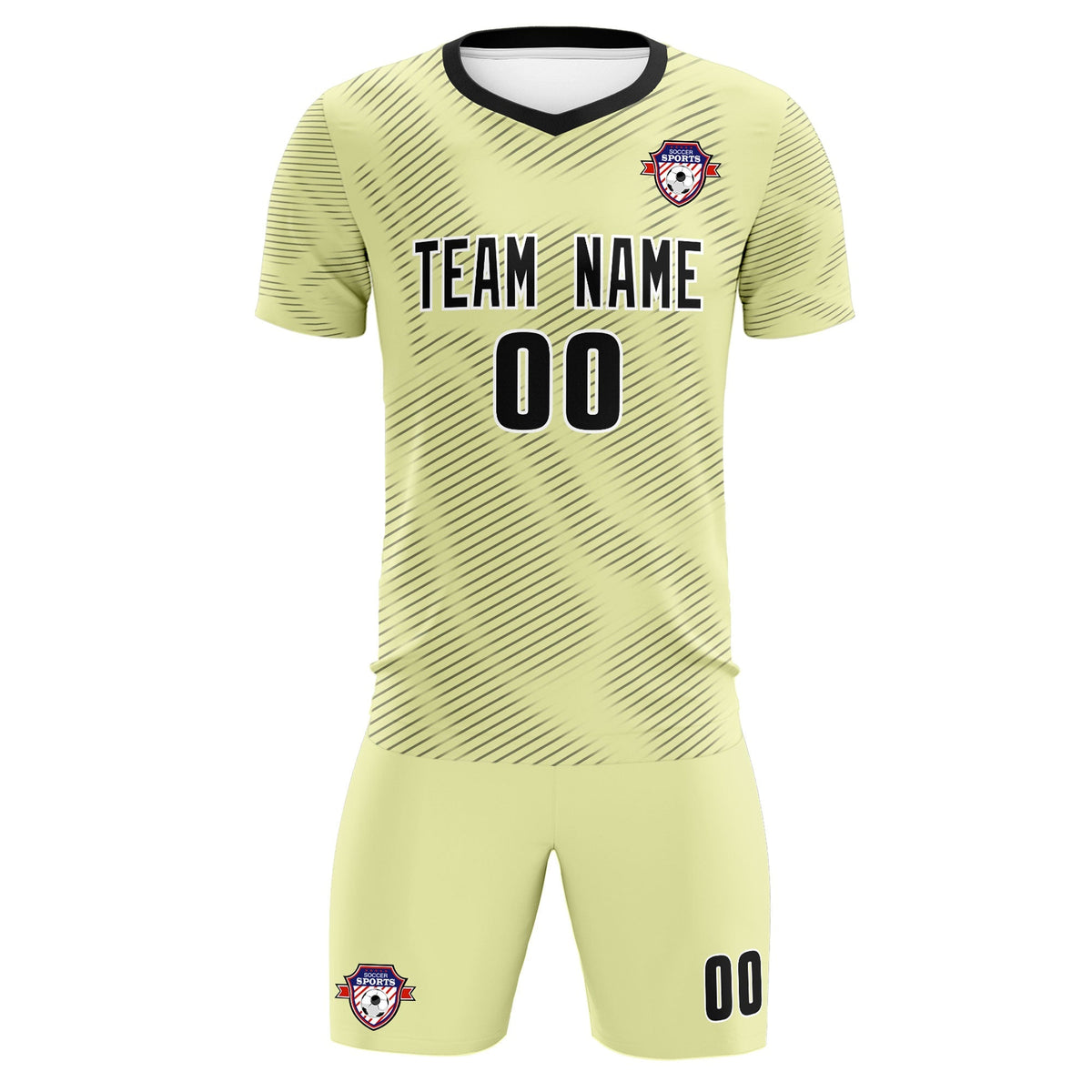Custom Cream Black Training Uniform For Men Soccer Sets Jersey
