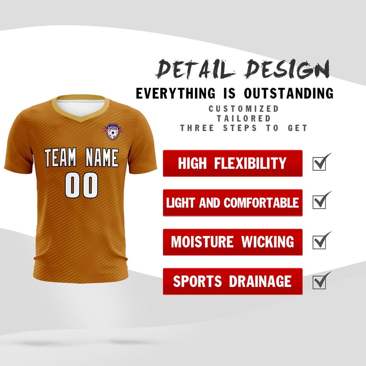Custom Light Brown Khaki Training Uniform For Men Soccer Sets Jersey