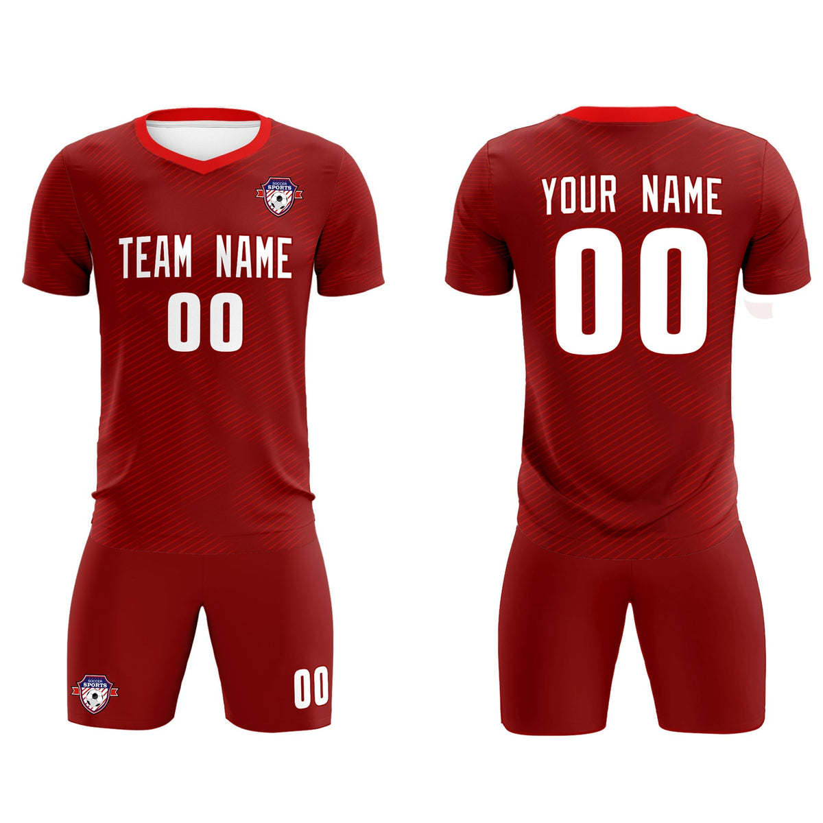Custom Crimson Red Training Uniform For Men Soccer Sets Jersey