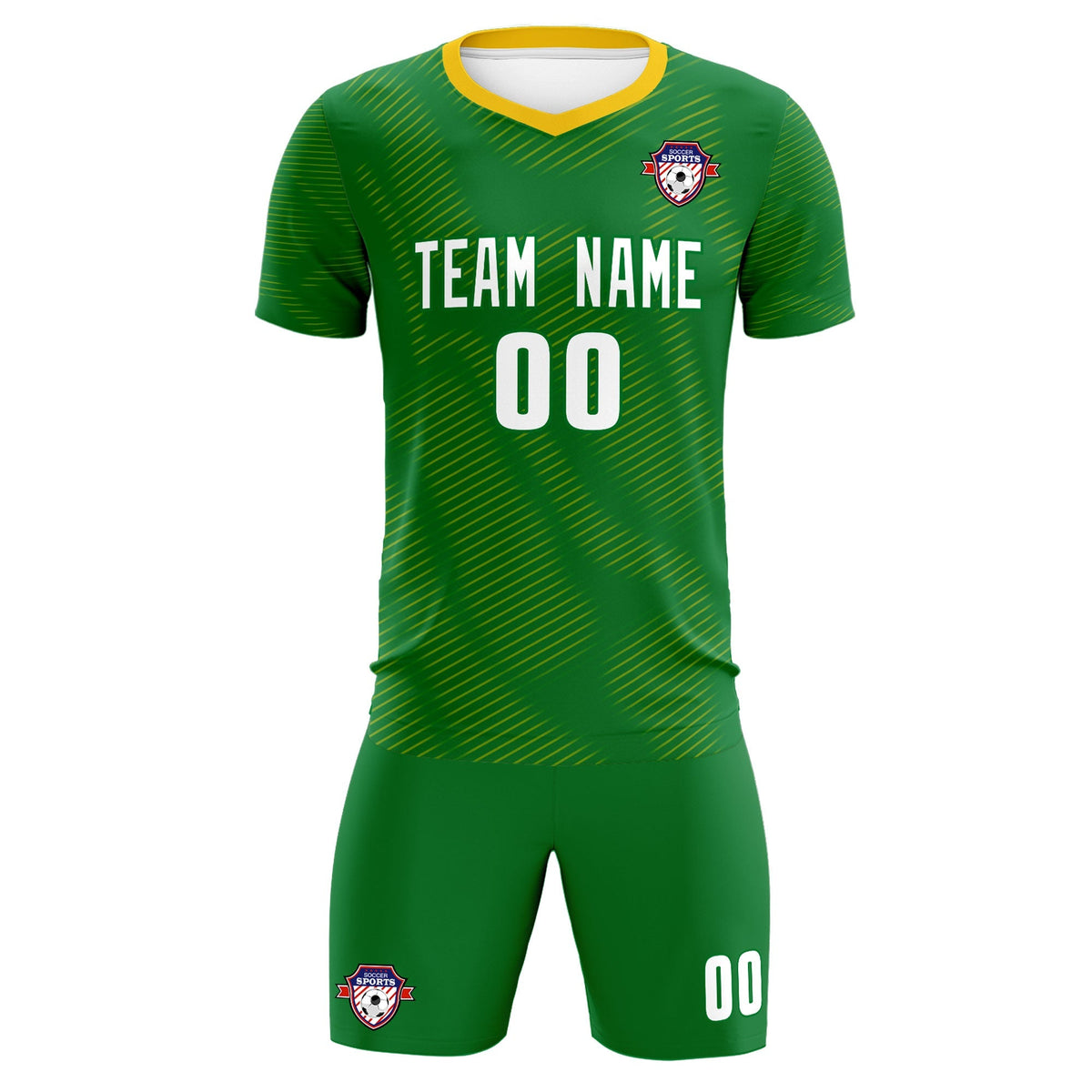 Custom Kelly Green Yellow Training Uniform For Men Soccer Sets Jersey