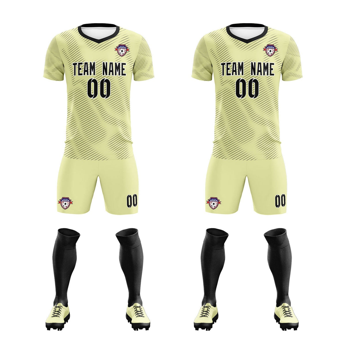 Custom Cream Black Training Uniform For Men Soccer Sets Jersey