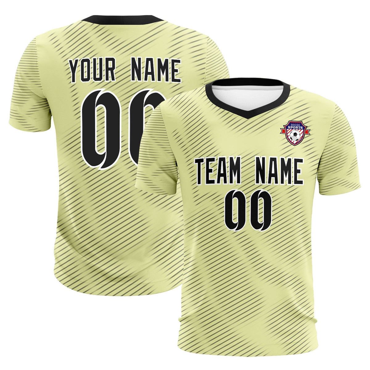 Custom Cream Black Training Uniform For Men Soccer Sets Jersey
