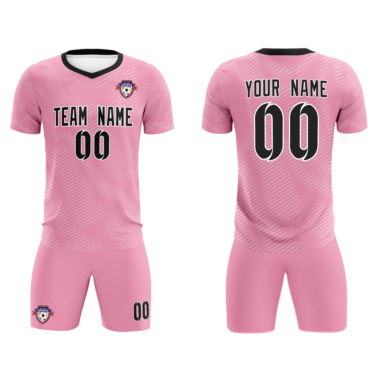 Custom Light Pink White Training Uniform For Men Soccer Sets Jersey