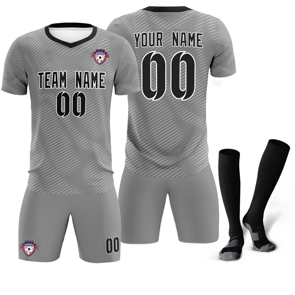 Custom Dark Gray White Training Uniform For Men Soccer Sets Jersey