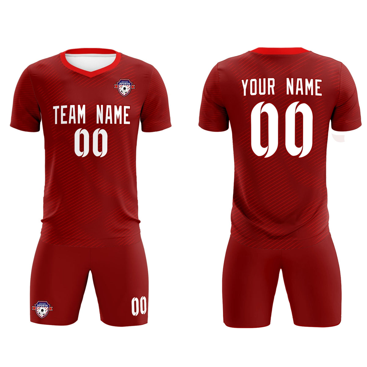 Custom Crimson Red Training Uniform For Men Soccer Sets Jersey