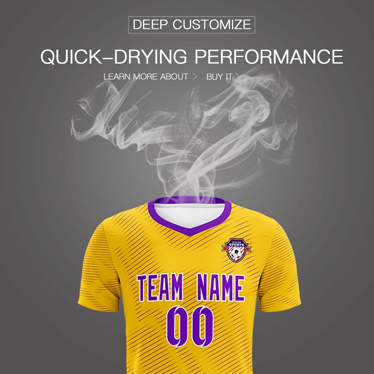 Custom Gold Purple Training Uniform For Men Soccer Sets Jersey