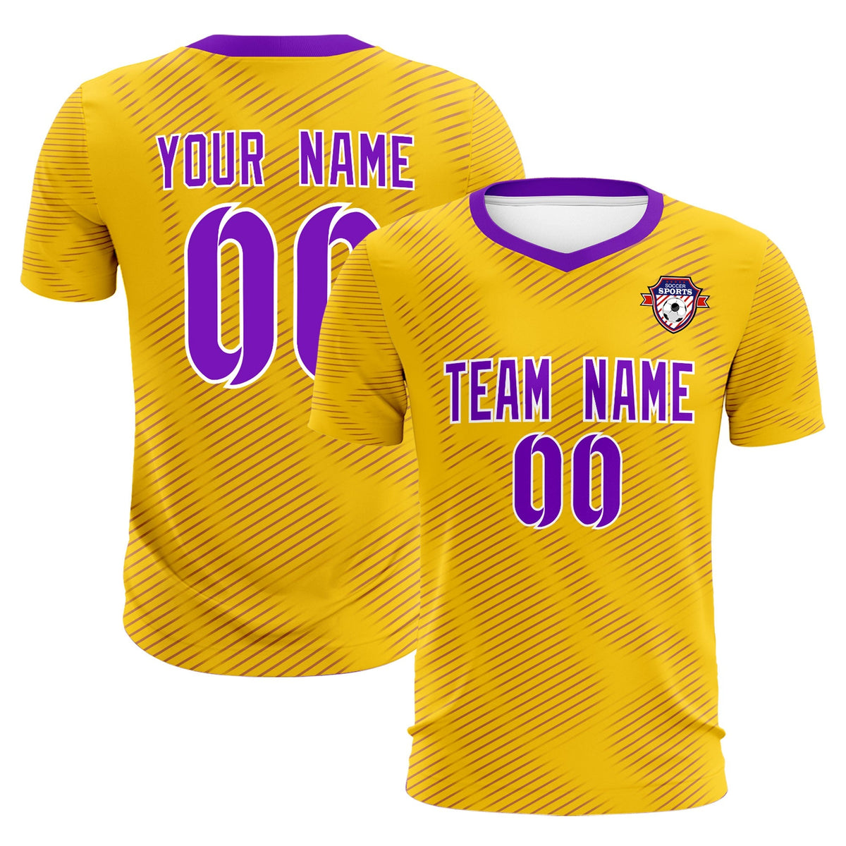 Custom Gold Purple Training Uniform For Men Soccer Sets Jersey