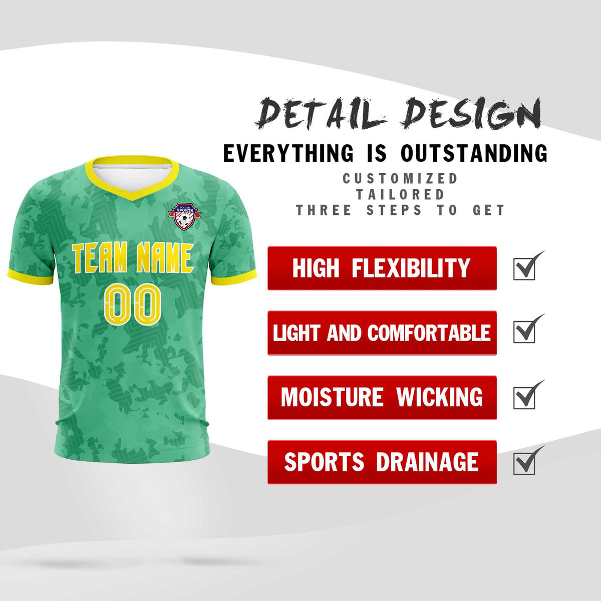 Custom Green Camo sports Soccer Tops/Sets Jersey
