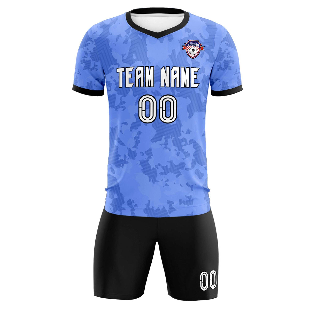 Custom Light Blue Camo sports Soccer Tops/Sets Jersey