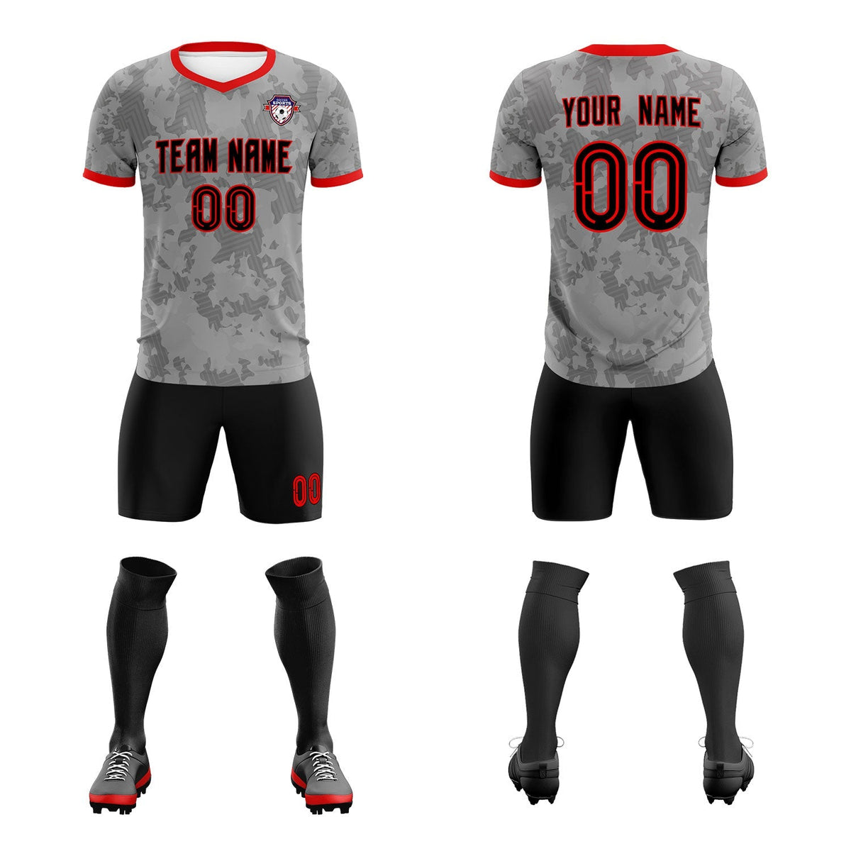 Custom Dark Gray Camo sports Soccer Tops/Sets Jersey