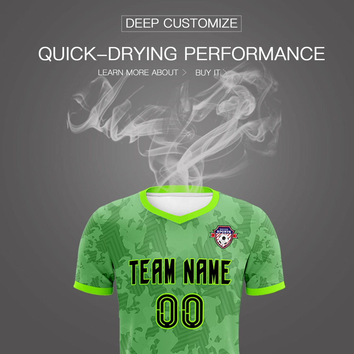 Custom Green Camo sports Soccer Tops/Sets Jersey
