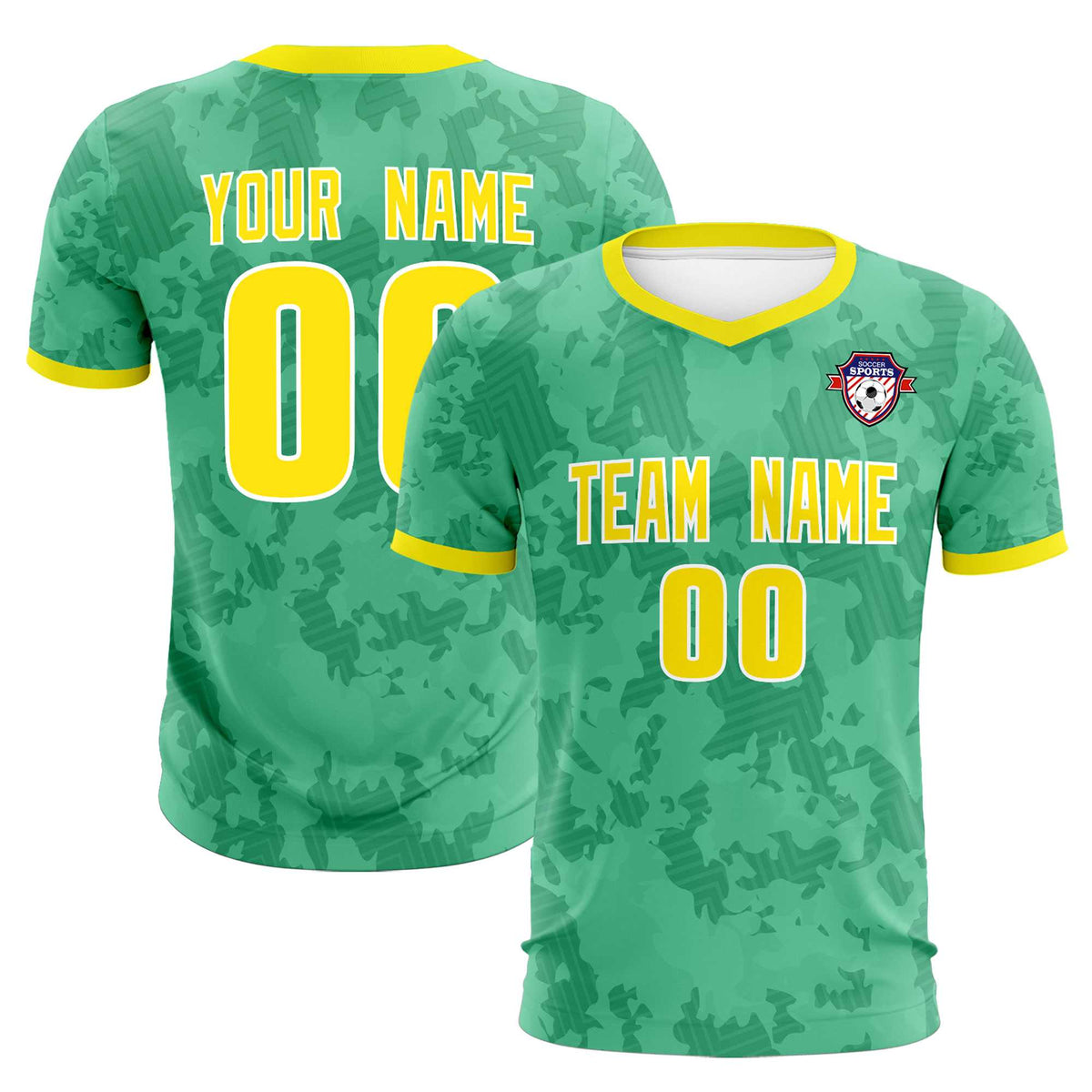 Custom Green Camo sports Soccer Tops/Sets Jersey