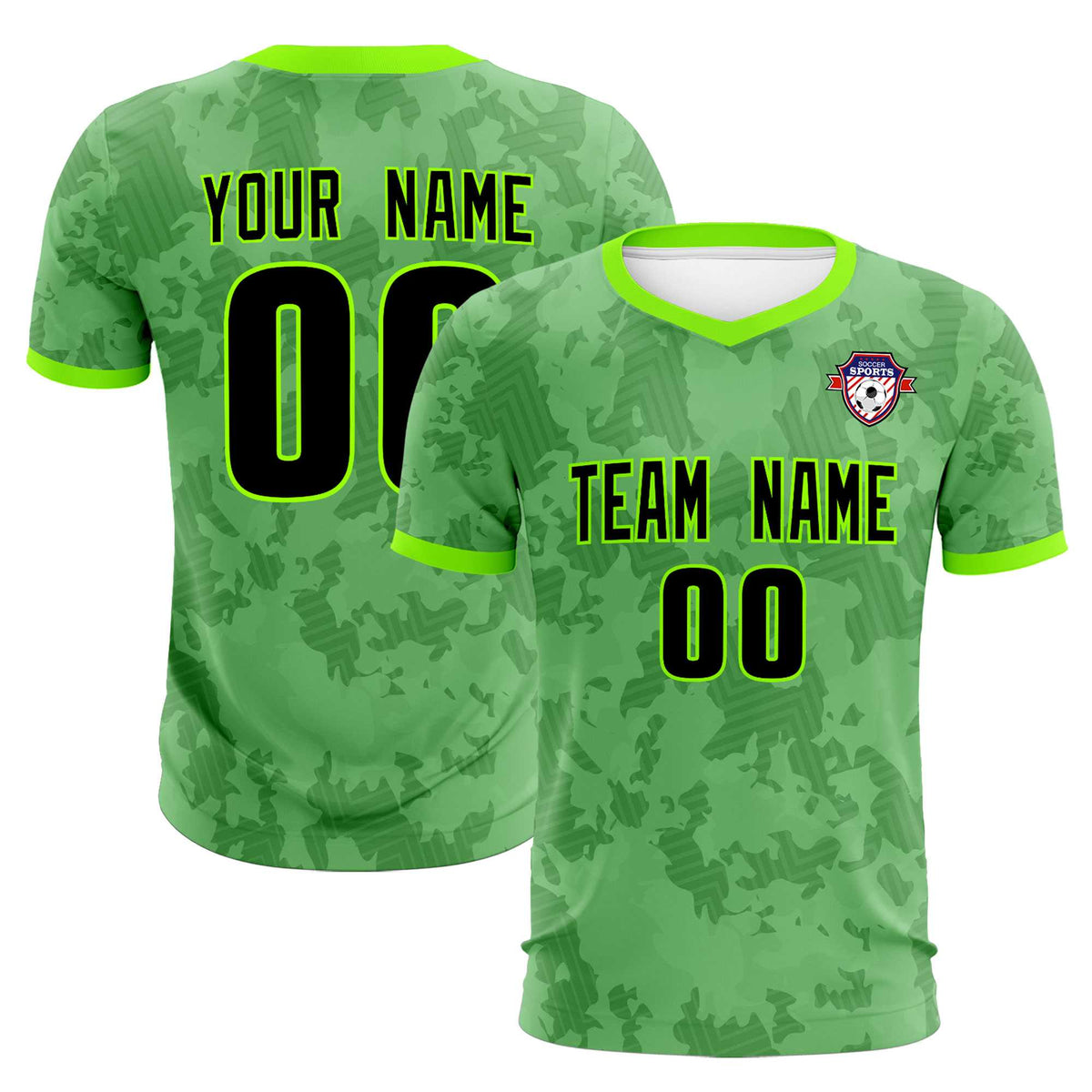 Custom Green Camo sports Soccer Tops/Sets Jersey