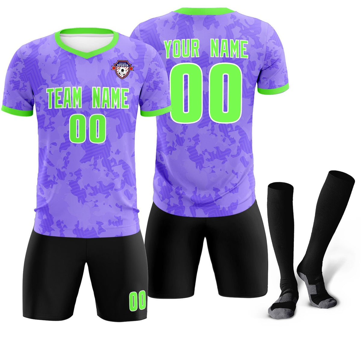 Custom Light Purple Camo sports Soccer Tops/Sets Jersey