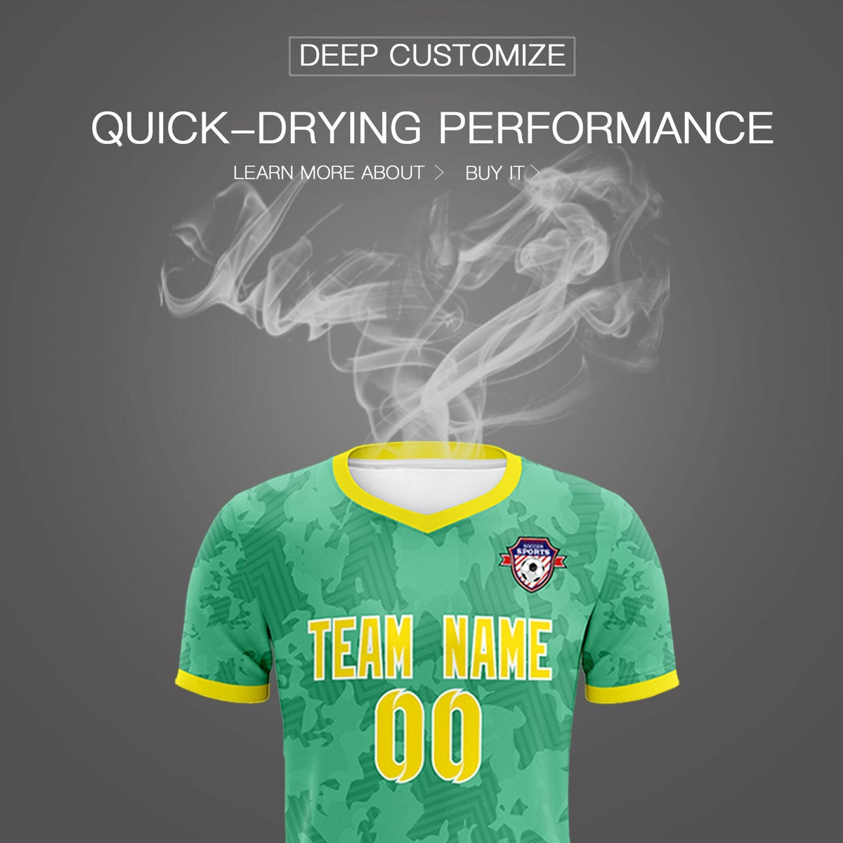 Custom Green Camo sports Soccer Tops/Sets Jersey