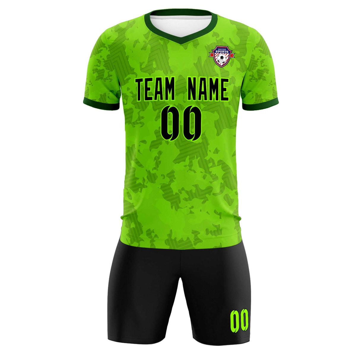Custom Green Camo sports Soccer Tops/Sets Jersey