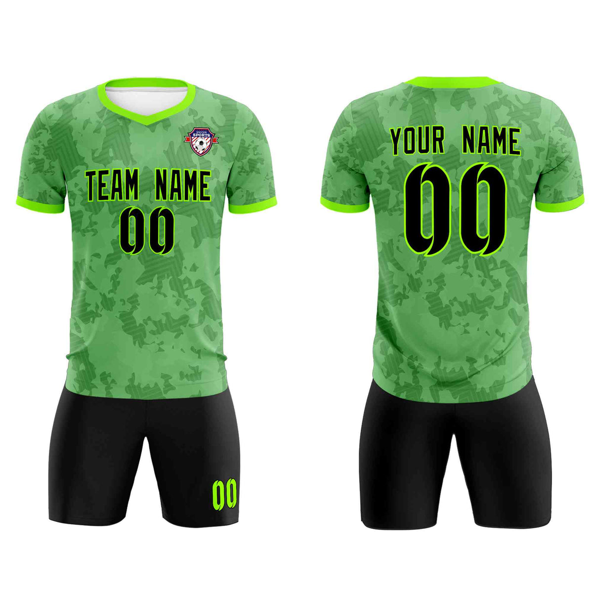 Custom Green Camo sports Soccer Tops/Sets Jersey