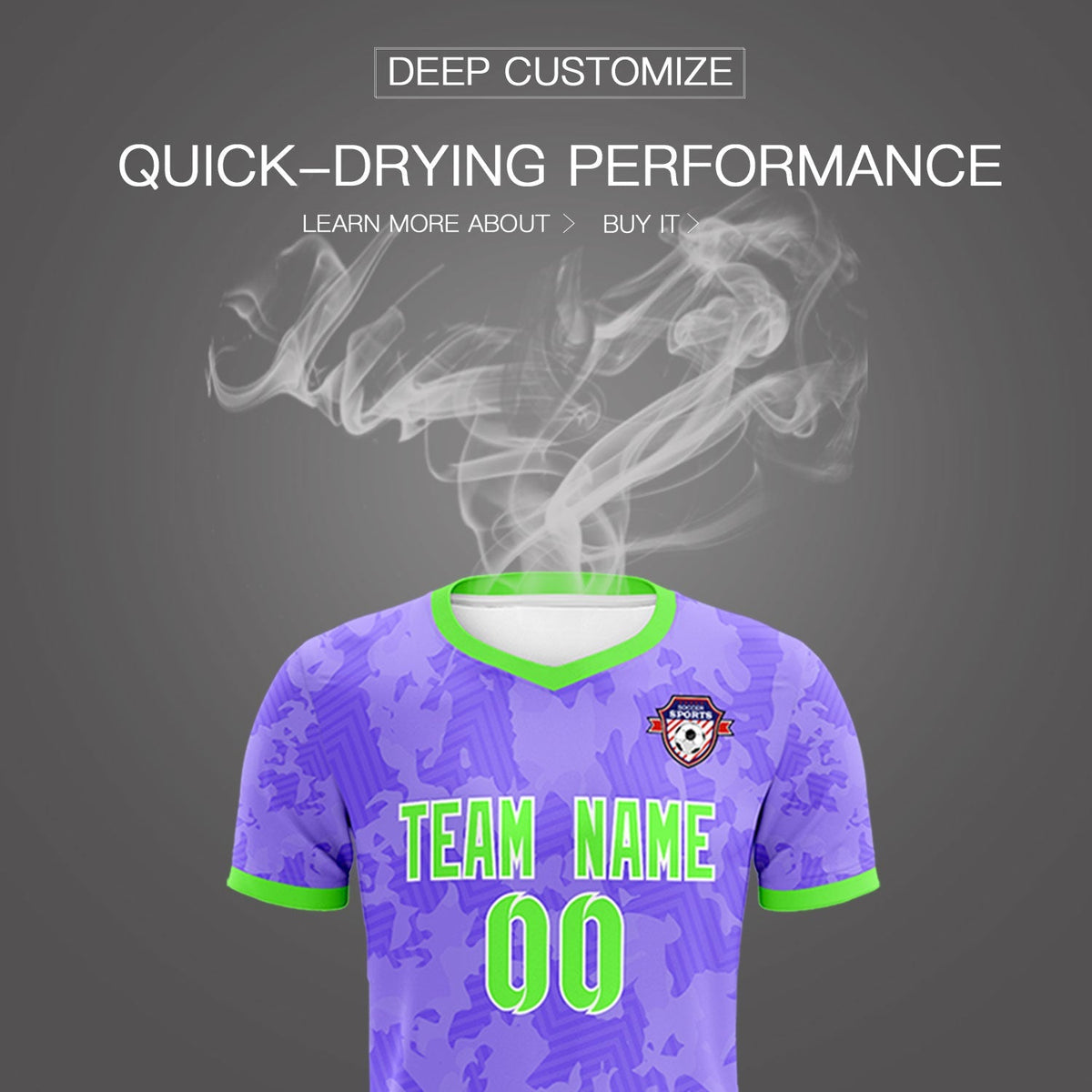 Custom Light Purple Camo sports Soccer Tops/Sets Jersey