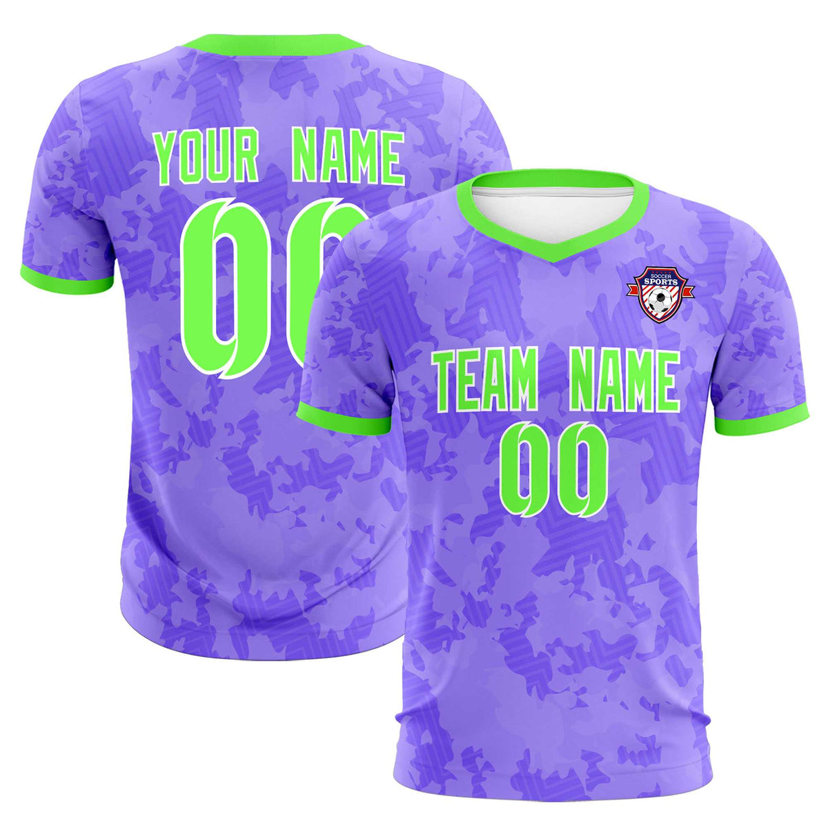Custom Light Purple Camo sports Soccer Tops/Sets Jersey