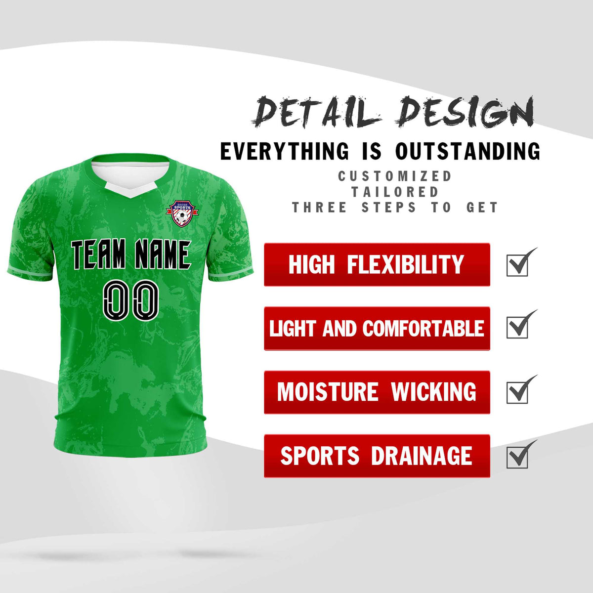 Custom Kelly Green Classic Graffiti Pattern Sportswear Soccer Tops/Sets Jersey