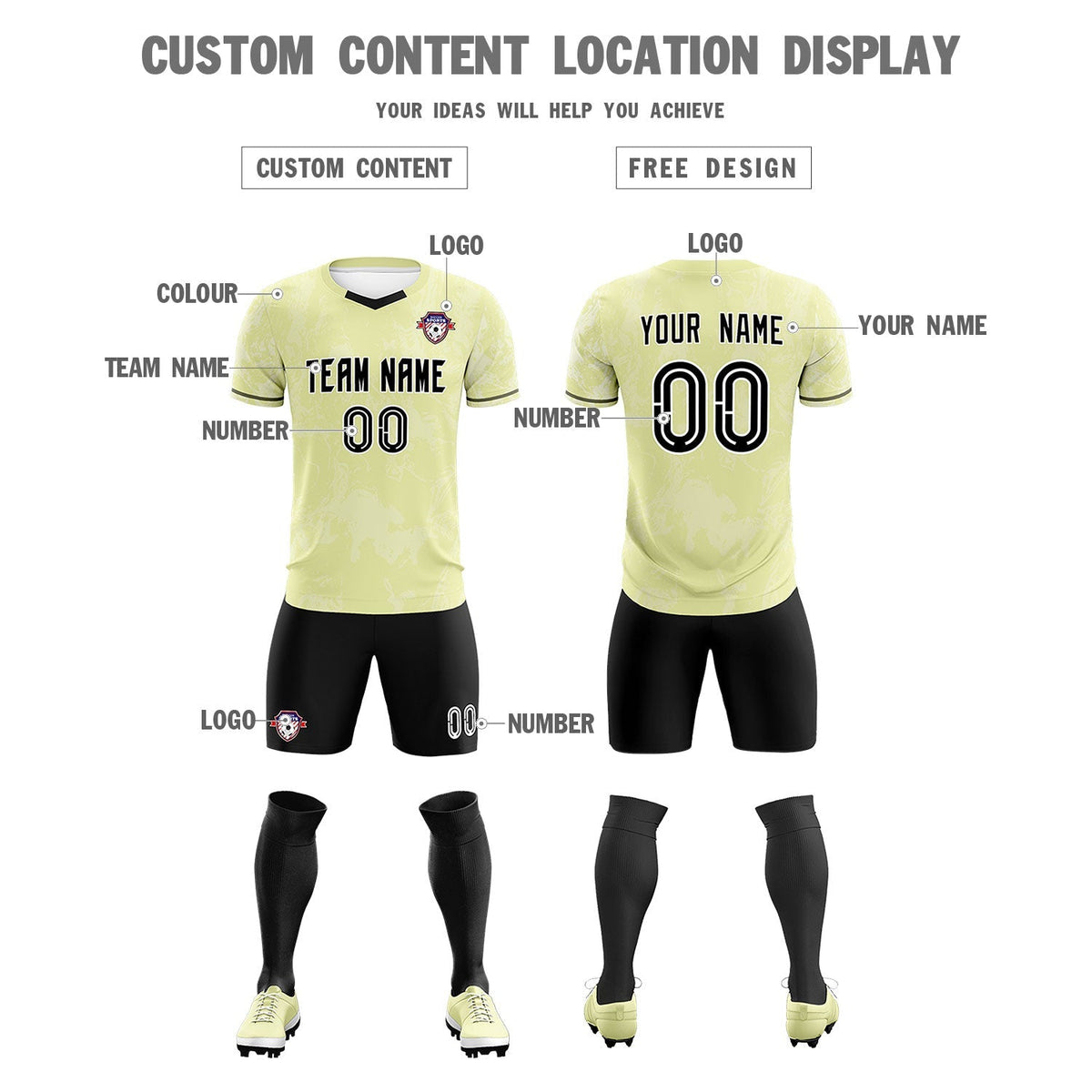 Custom Cream Classic Graffiti Pattern Sportswear Soccer Tops/Sets Jersey