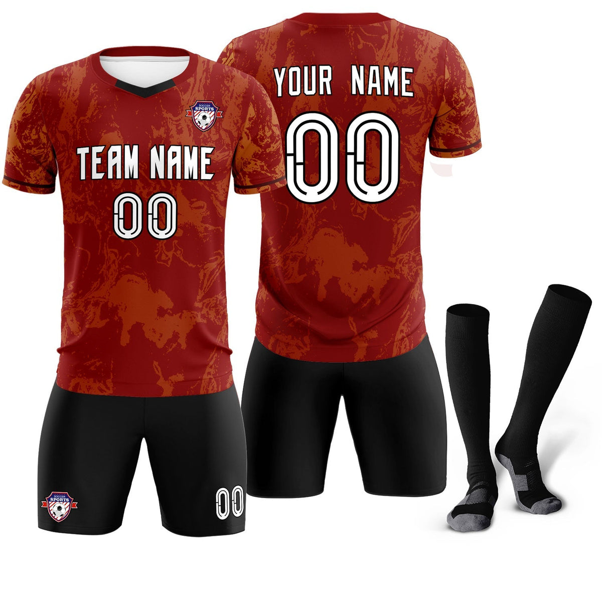 Custom Crimson Classic Graffiti Pattern Sportswear Soccer Tops/Sets Jersey